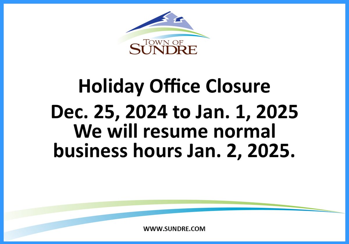 Payments can be made by visiting or calling us before 4:00 pm on December 24th.  You may also make payments through: *your online banking *your bank *or by dropping a cheque off in our drop box.  All payments received during that week will be applied as Dec. 31, 2024.