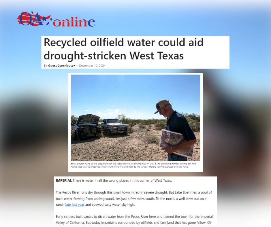 Eric Selinger, mentioned in this article on innovative water management in the Permian Basin, is a previous attendee of the Permian Basin Water In Energy Conference. Learn more: bit.ly/3ZxAtlp #WaterInEnergy #Sustainability #ProducedWater #BeneficialReuse #Energy