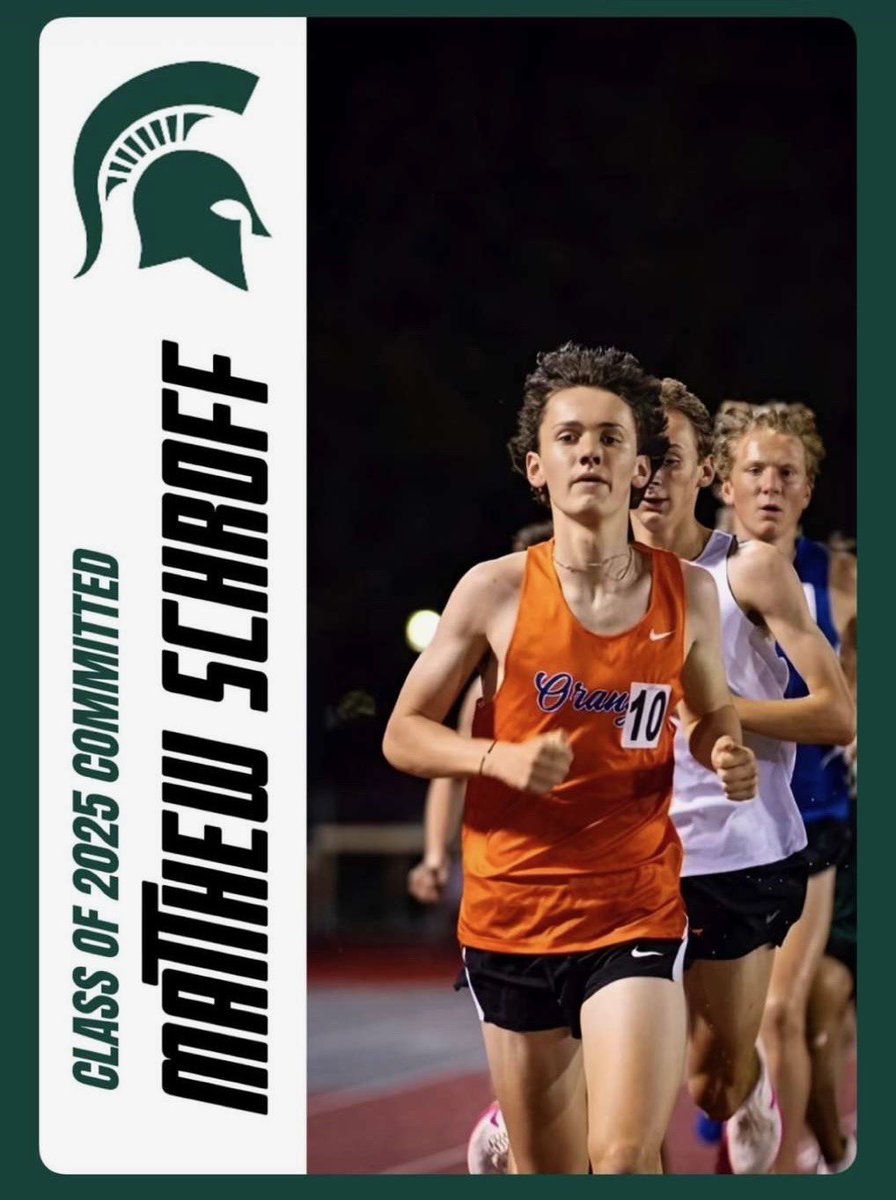 Congrats to senior Matthew Schroff on his commitment to run at <a href="/MSU_TFXC/">MSU Track & Field/Cross Country</a> next year! Career highlights:
2 x All State XC (15:08 5k PR)
3 x All State Track (1600m/2 x 4x800)
1:54 800m
4:09 1600m
9:05 3200m