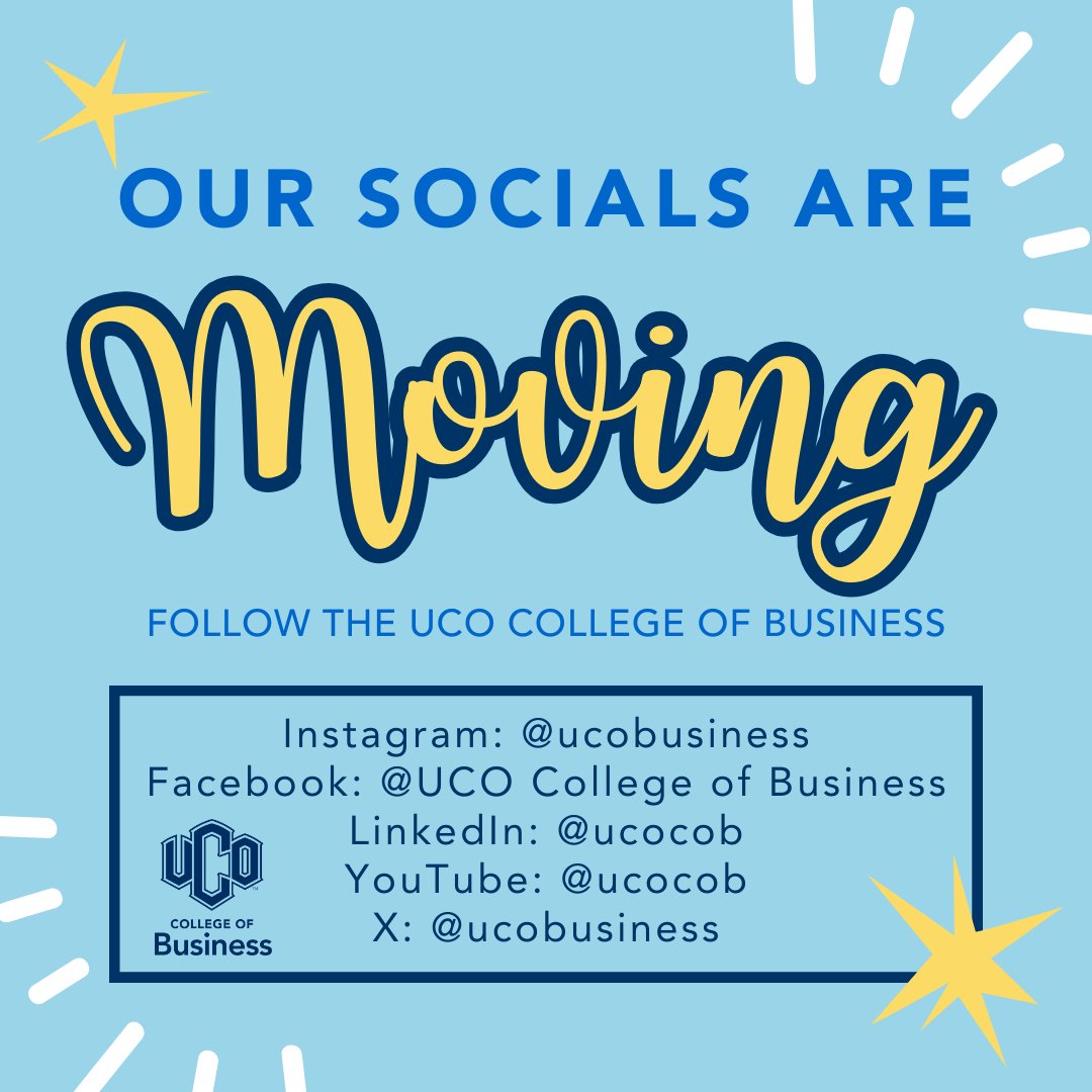 📢 𝐎𝐮𝐫 𝐒𝐨𝐜𝐢𝐚𝐥𝐬 𝐀𝐫𝐞 𝐌𝐨𝐯𝐢𝐧𝐠! 🚀

Our current page, @ucomba, will be deactivated on Dec. 17, but we’re not going far!

Stay connected with the UCO MBA community for program updates, events, networking opportunities, and success stories.

👉 Follow us <a href="/UCOBusiness/">UCO College of Business</a>