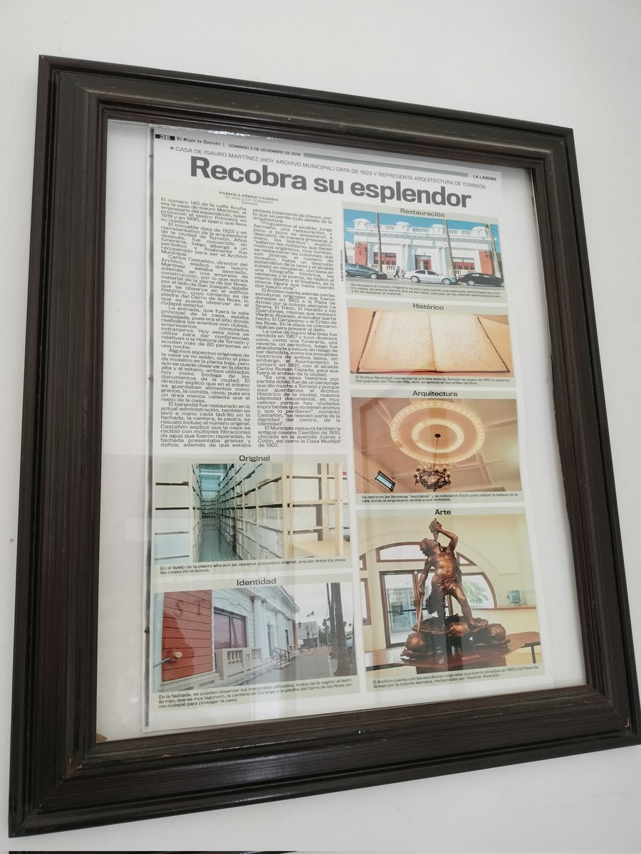 ArchivoTRC's tweet photo. #33Aniversario

📌📅El 12 de diciembre de 1991, en la 🏛️Casa Histórica de 🎩🎭Isauro Martínez Puente, fue inaugurada la sede actual del @ArchivoTRC, la dependencia que custodia el 📂acervo gubernamental y la 📜memoria de #MiQueridoTorreón❤️.

#TorreónSiemprePuede❤️
@MunicipioTRC https://t.co/7HL7inMBTI