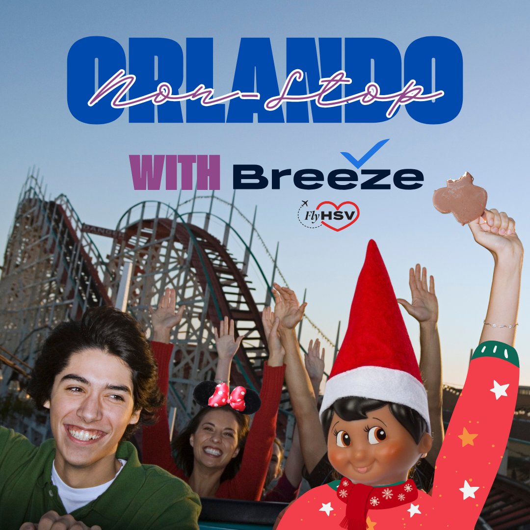 FlyHSV's tweet photo. Jetlag is off on another adventure!
Fly Non-stop to Orlando with Breeze Airways from HSV!
#FlyHSV #FlyBreeze #FlyNonStop #ElfOnTheShelf #MCO https://t.co/zeW83TvvVw