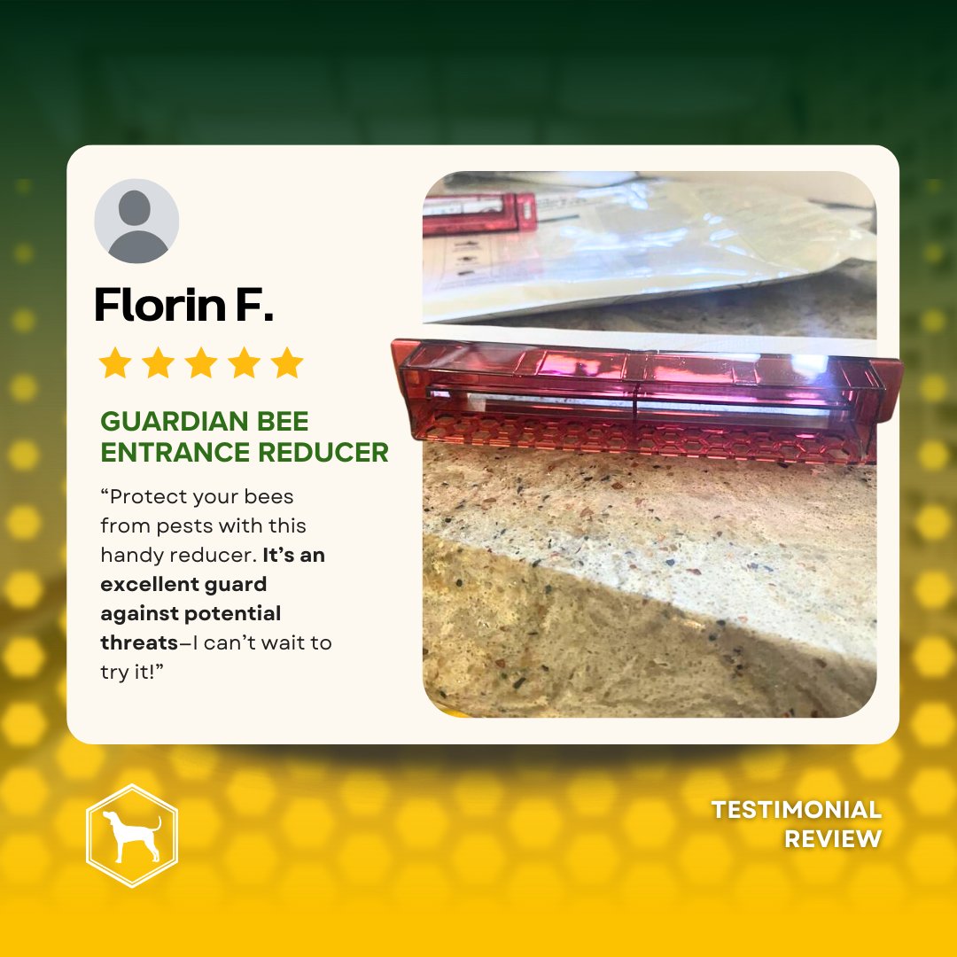 FoxhoundBeeCo's tweet image. 🐝 Customer Spotlight 🛠️
A big thank you to Florin for her amazing review of the Guardian Bee Entrance Reducer! 💛

Check out this beekeeper-favorite for yourself—link here: bit.ly/4gxX5cn 
#FoxhoundBeeCo #BeeCustomerReview  #BeekeepingTools #BirminghamAL
