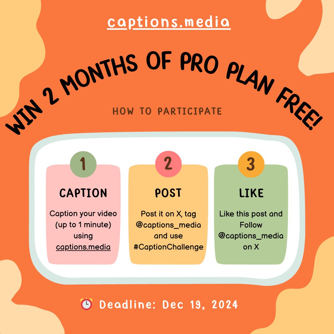 captions_media's tweet photo. 🚨 Win 2 Months of Pro Plan FREE! 🚨

🎥 How to Participate?👇👇👇

#CaptionChallenge

#contentcreation #Reels #Shorts #TikTok #captions #caption #AITools https://t.co/5WuxSoZZfB