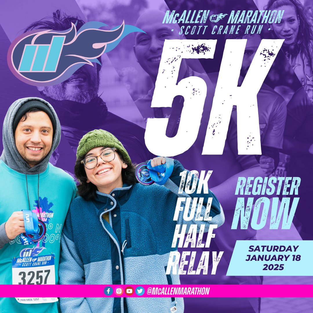 Sign up for a race TODAY!🏃‍♀️🏃‍♂️

Don't miss your chance to use JOLLY25 for 20% OFF❗

#McAllenMarathon #ScottCraneRun