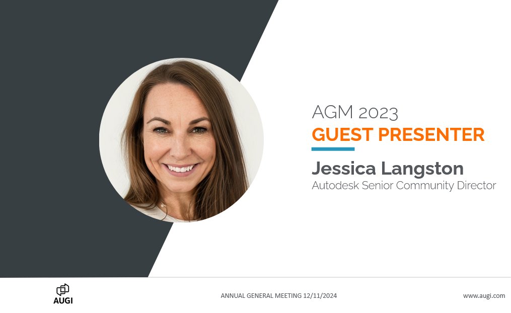 AUGI's tweet photo. Did you catch Jessica Langston deliver her keynote during the #AUGI Annual General Meeting yesterday? Needless to say, it was 🔥. We'll let you know when the recording is published. Thank you Jessica! https://t.co/lSbOWDJJ6c