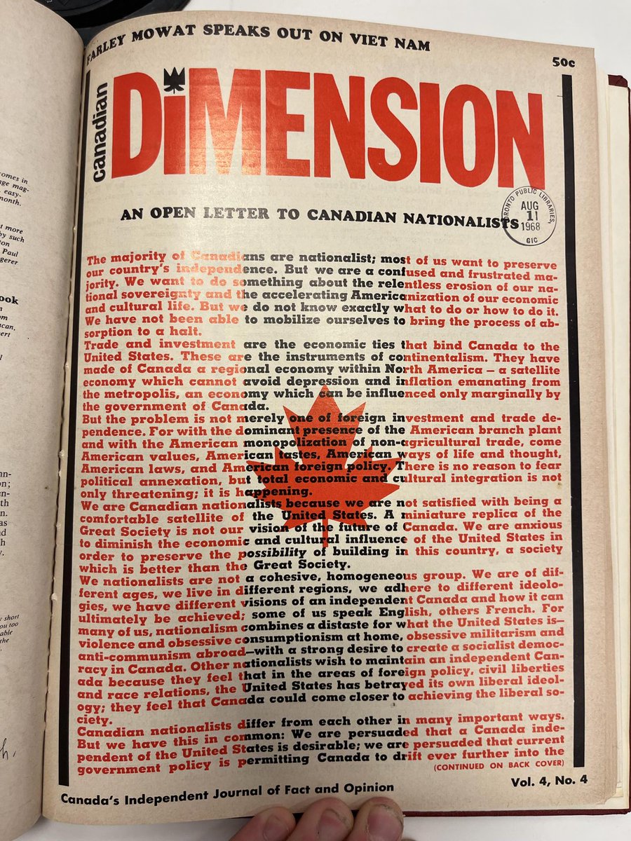 Luke Savage (@lukewsavage) on Twitter photo 3/Throughout the 1960s, Canadians across the political spectrum were becoming increasingly concerned about US domination of their country's culture and economy. An important site of debate was <a href="/CDN_Dimension/">Canadian Dimension</a>, whose editors in 1967 called for a socialist-liberal common front. 3/Throughout the 1960s, Canadians across the political spectrum were becoming increasingly concerned about US domination of their country's culture and economy. An important site of debate was <a href="/CDN_Dimension/">Canadian Dimension</a>, whose editors in 1967 called for a socialist-liberal common front.