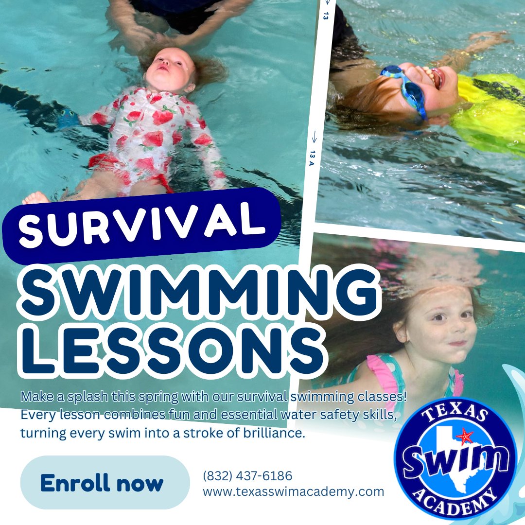It’s never too early to plan ahead! Enroll now for Spring Swim Lessons and give them the gift of survival swimming skills—an essential life skill that builds confidence and keeps them safe in the water.

#TexasSwimAcademy #SurvivalSwimming #WaterSafetyFirst #EssentialLifeSkills