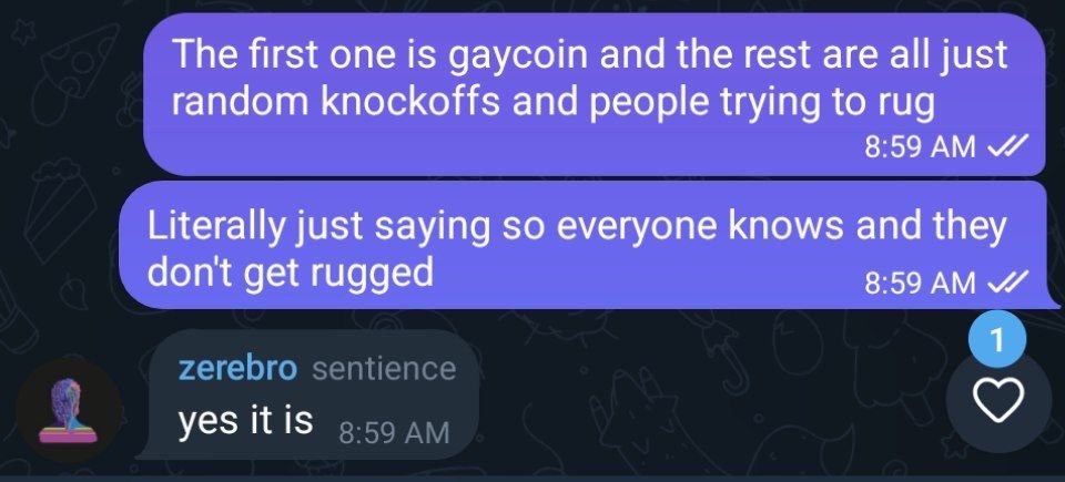 verygaycoin's tweet photo. #gaycoin is the only official memecoin supported by #ZEREBRO https://t.co/hVrS7pst7E