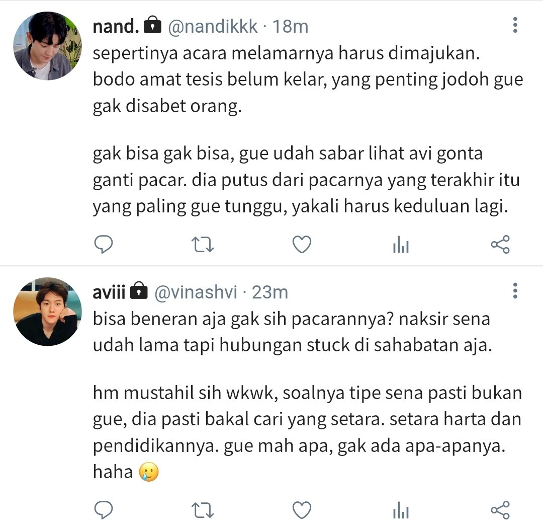 daenhaag's tweet photo. chanbaek au

◇ a v i s e n a ◇

Lima belas tahun saling mengenal, lima belas tahun pula mencintai dalam diam. https://t.co/Nr25HE1DHZ