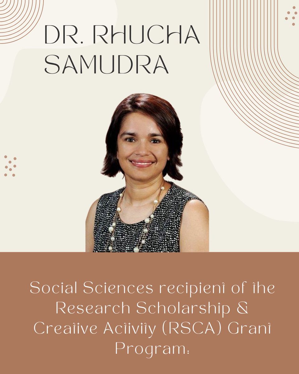 Congratulations to Dr. Rhucha Samudra on receiving the 2025 Research Scholarship &amp; Creative Activity Grant Program Award for her Project ,Title: Effect of Medicaid Expansion on Mental Health Outcomes!

#RSCA #MPA