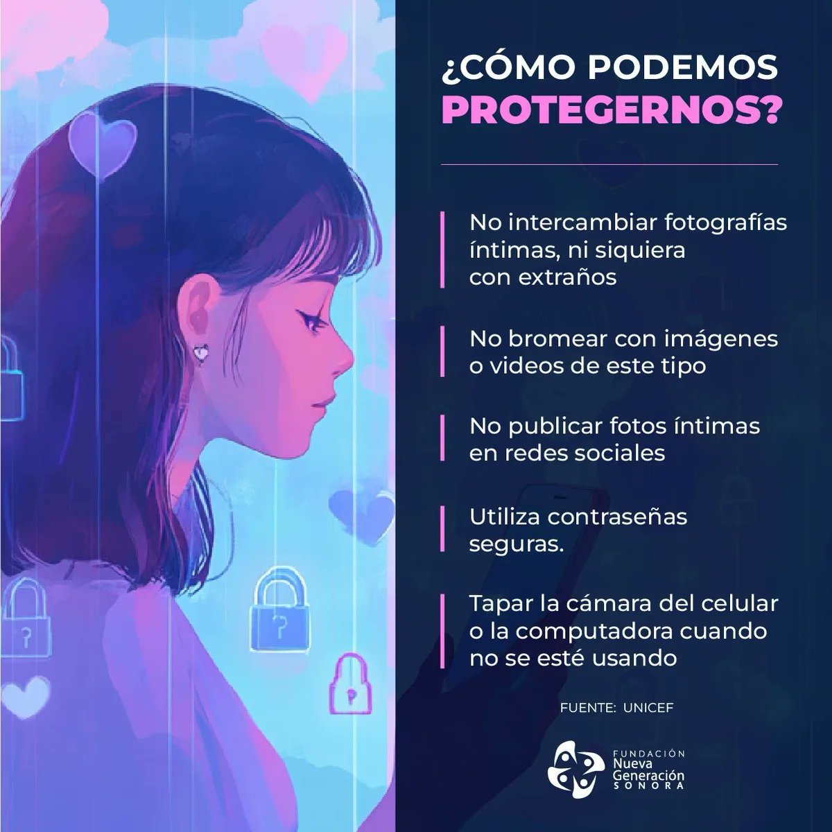 FNGSonora's tweet photo. 💻 #Ciberseguridad: El sexting no es un juego: compartir imágenes privadas puede poner en riesgo tu seguridad y tu futuro. Piensa antes de enviar, ¡cuida tu privacidad! ‼️ https://t.co/Hyq4HyaCx8