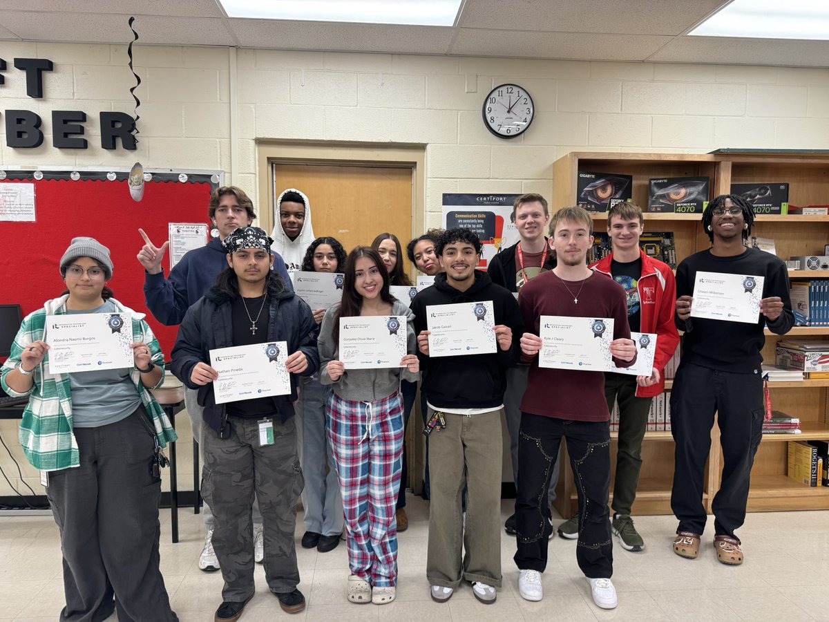 Congratulations to my seniors for earning their certification for IT Specialist in Cybersecurity! <a href="/NISDTaft/">Taft HS</a> <a href="/NISD/">Northside ISD</a> <a href="/NISD_CTE/">NISD_CTE</a>