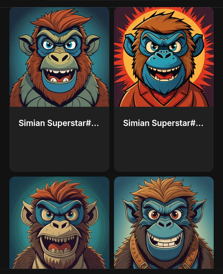 W0nderbuy's tweet photo. Explore our collection of 1518 unique Simian Superstar Monkey NFTs, each one a distinctive digital treasure!
https://t.co/R39ROGcMT2
#OpenSeaNFT
#SimianSuperstar
#MonkeyNFTs
#UniqueNFTs
#DigitalArt
#CryptoCollectibles
#NFTCommunity
#ArtCollectibles https://t.co/d0riBqxNPi