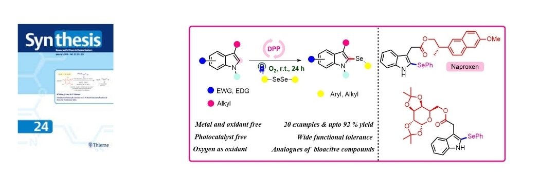 arindamkiitd's tweet photo. First publication  is always special. 
I would like to recommend this article in Synthesis:

Visible-Light-Induced Metal-Free Selenation of Tryptamines/3-Substituted Indoles

Link:
https://t.co/Pw7J7z6iAJ

Abstract: https://t.co/r47Llm4r0m https://t.co/V0DbyJpU4O