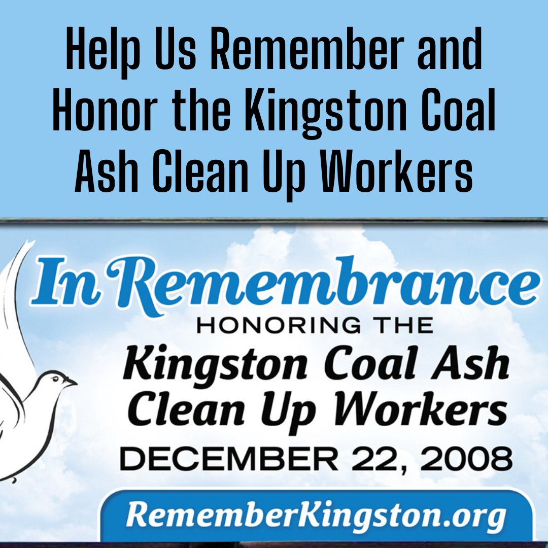 CleanUpTVA's tweet image. Families and allies of TVA's Kingston Coal Ash Spill cleanup workers are raising funds to help honor the workers and all whose lives have been forever impacted by this historic disaster. #RememberKingston donate.appvoices.org/campaign/64116….