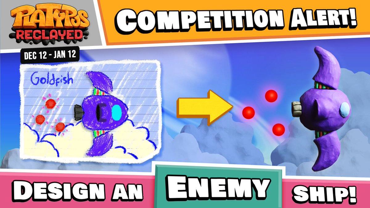 ClaymaticGames's tweet photo. Competition Alert! 💥 Are you READY for round two? 🎨 

📝 Grab your drawing (or sculpting) tools and help us design a new Enemy Ship for Platypus Reclayed! 🚀 

✨ More info: https://t.co/itIe7WD5hG

#PlatypusReclayed #Shmup #IndieGames #GameDev https://t.co/DsFR5a2eYg