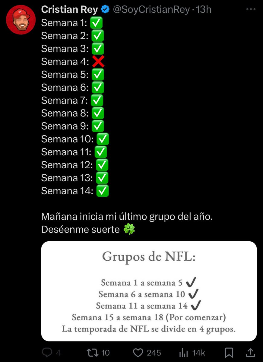 🏈 GRUPO NFL DE CRISTIAN REY 🤴 

• Incluye la semana 15, 16, 17 y 18 

• 13/14 semanas positivas

Fecha de inicio: HOY ✅

Para entrar al grupo solo escríbeme por aquí 👇👇👇

t.me/m/J3jhN-HINzk5

t.me/m/J3jhN-HINzk5

t.me/m/J3jhN-HINzk5