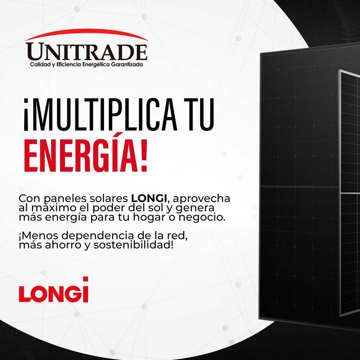 unitraderd's tweet photo. Descubre la eficiencia y durabilidad de los paneles solares Longi, diseñados para maximizar el rendimiento energético y cuidar el medio ambiente. 🌞♻️

💡 El futuro de la energía es hoy. Con Longi, inviertes en sostenibilidad.

#EnergíaSolar #Longi #EnergíaRenovable #Unitrade https://t.co/42uTR1rdus
