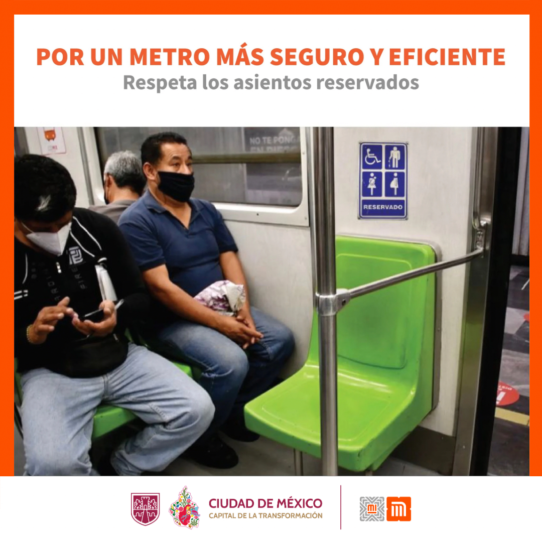 La cortesía nos permite tener un mejor viaje, cede el asiento a quien más lo necesita.