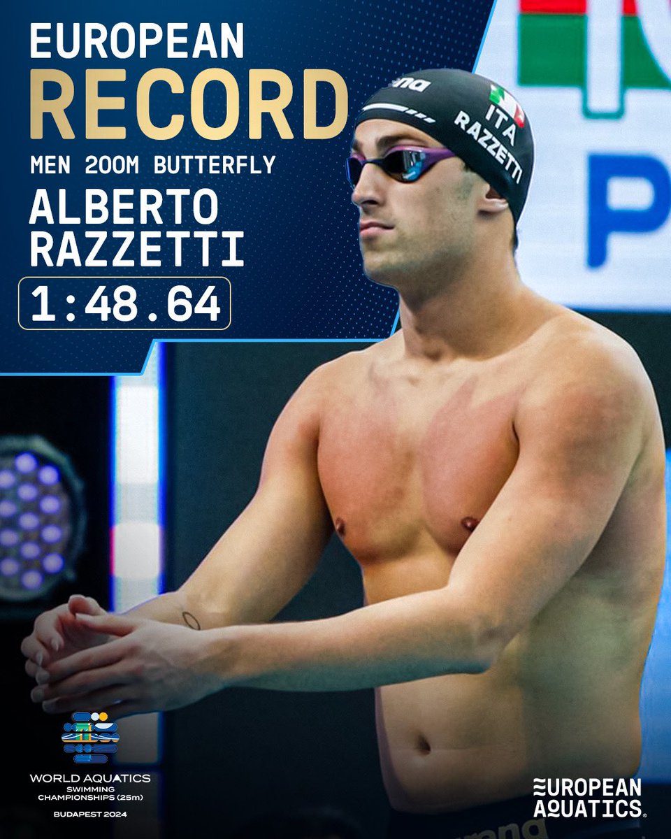 EuroAquatics's tweet photo. 🇮🇹 Big night for Italy! New European Record set by Alberto Razzetti 👀 🤯 

#AQUABudapest2024 | #europeanaquatics https://t.co/WXB6uJrvmh