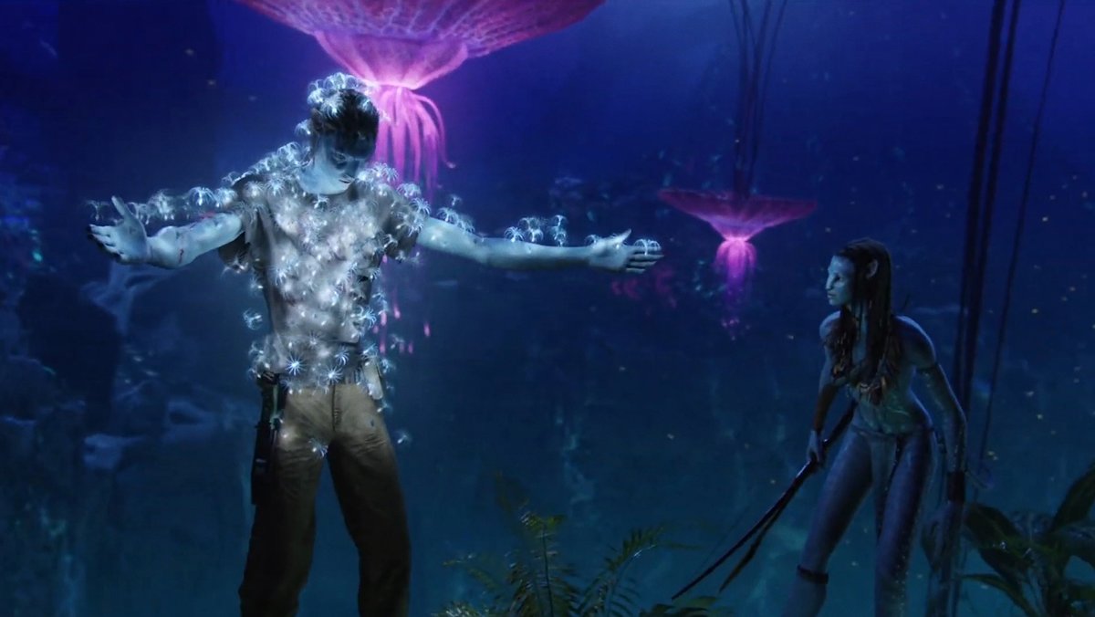 JackOCine's tweet photo. James Cameron coordonne sa passion pour la science-fiction, ses valeurs écologistes, son ambition autour des nouvelles technologies et son amour pour les récits universels, et accouche d'un blockbuster qui tire légèrement vers le bleu : la révolution #Avatar fête ses 15 ans. https://t.co/oJzXVninWB