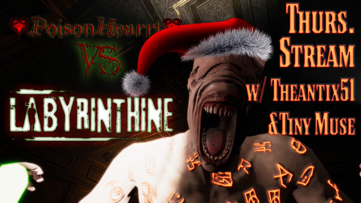poisonedheart77's tweet image. Time for #Labyrinthine with @T1nyMuse @TheAntix51 &amp;amp; later #ShadowStalker will join us &amp;lt;3 Lets see how festive we'll get &amp;amp; what we'll find! @streamloots will be on as well &amp;lt;3 Happy Holidays!!! #BeKnottyAndNice @Twitch