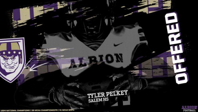TylerPelkey57's tweet photo. #AGTG Blessed to receive my third offer from @AlbionFootball 
@CoachWasil4 @CoachAvaloy https://t.co/UHRfWiRQcV
