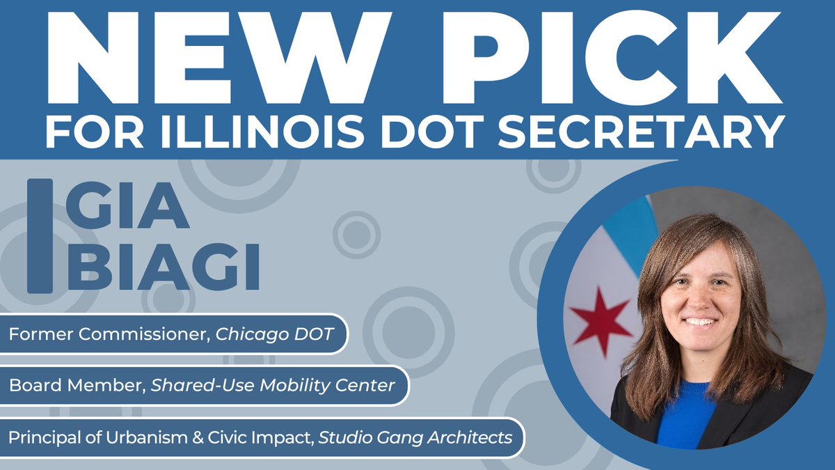 Shared-Use Mobility Center (@sharedusecenter) on Twitter photo We’re proud to celebrate Gia Biagi, SUMC's very own board member, on her appointment to lead <a href="/IDOT_Illinois/">IDOT_Illinois</a>! With decades of experience in urban planning and #transportation, Gia's leadership embodies #equity and #sustainability. Congrats Gia!# We’re proud to celebrate Gia Biagi, SUMC's very own board member, on her appointment to lead <a href="/IDOT_Illinois/">IDOT_Illinois</a>! With decades of experience in urban planning and #transportation, Gia's leadership embodies #equity and #sustainability. Congrats Gia!#