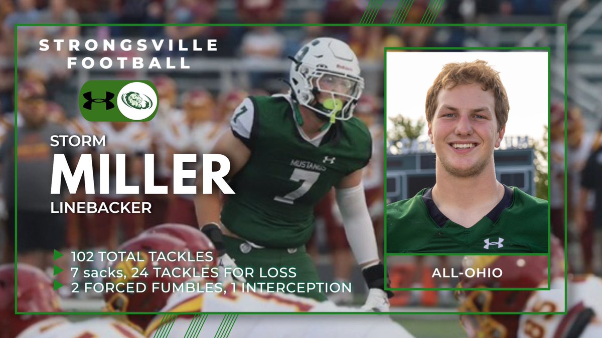 Strongsville_FB's tweet photo. Congratulations to @Storm7Miller on being named First Team All-Ohio Linebacker. @OHSAASports @ohsaa_football1 https://t.co/PZehktDVuw
