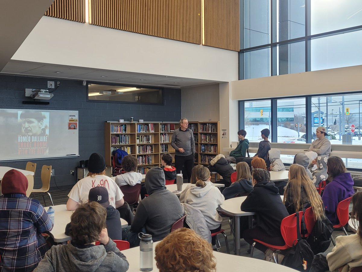 GreaterFortErie's tweet photo. A huge thank you to the many-time award-winning author @EricRWalters  for coming today and talking to our students about his books, the importance of education, and some secrets to success! https://t.co/6bJHAYXX8q