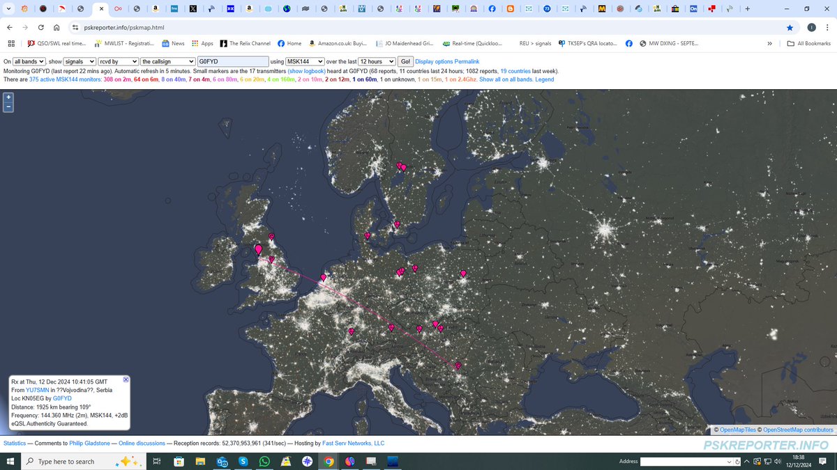 ianmccabe3's tweet photo. As the tropo had dimished I thought I would give the Airspy Dicovery a run out on Meteor Scatter as the Geminids peak Fri day Night . Ant 8ele@45ft SSB Electronics Masthead preamp in the shack Freq 144.360MHZ .  3-4 hours rec time https://t.co/FORR5gizBX
