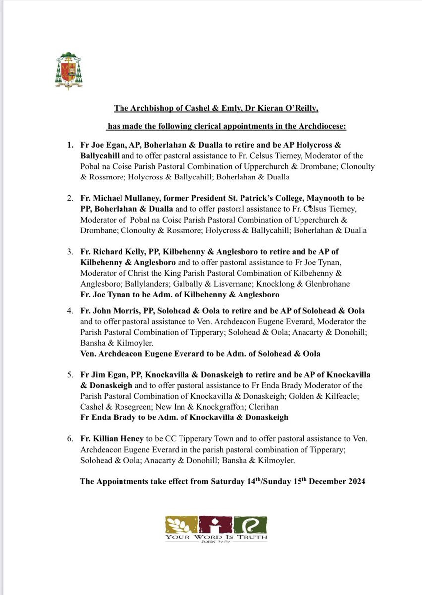 Archdiocese of Cashel & Emly (@cashelandemly) on Twitter photo 