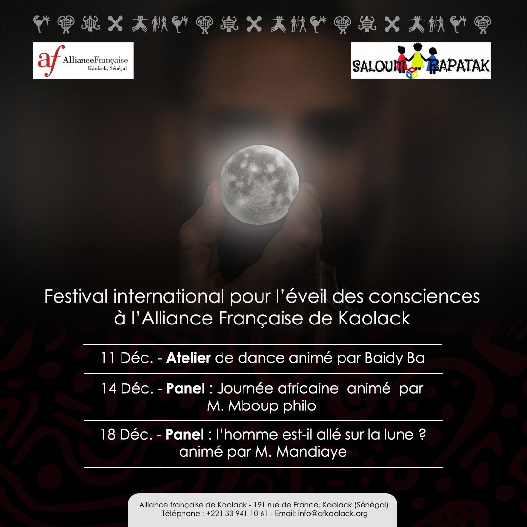 AFKaolack's tweet photo. Découvrez la 5e édition du Festival International pour l'Éveil des Consciences

L'association #SaloumRapatak vous invite à l'#AFK pour trois jours riches en activités et en découvertes ! https://t.co/rGEk3oJqHS