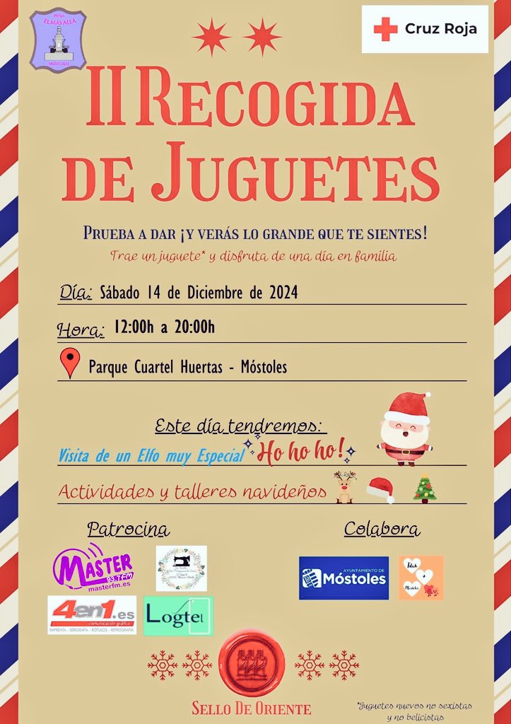 REGALA UNA SONRISA DONANDO UN JUGUETE.
Os esperamos mañana con vuestro juguete. Habrá muchas sorpresas. Con vuestra generosidad lograremos que ningún niño se quede sin su regalo.
#NingunNiñoSinUnaSonrisa #donar
#RecogidaDeJuguetes