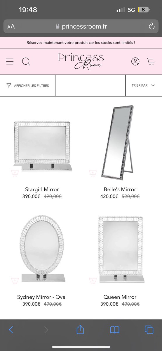 dodo45043760448's tweet image. Les filles ne vous faites pas avoir par #yassootd elle achète ses miroirs en gros sur #alibaba et les revends 5x le prix. 

Très déçue de #princessroom 

#inesbvc #poupette #yassouk