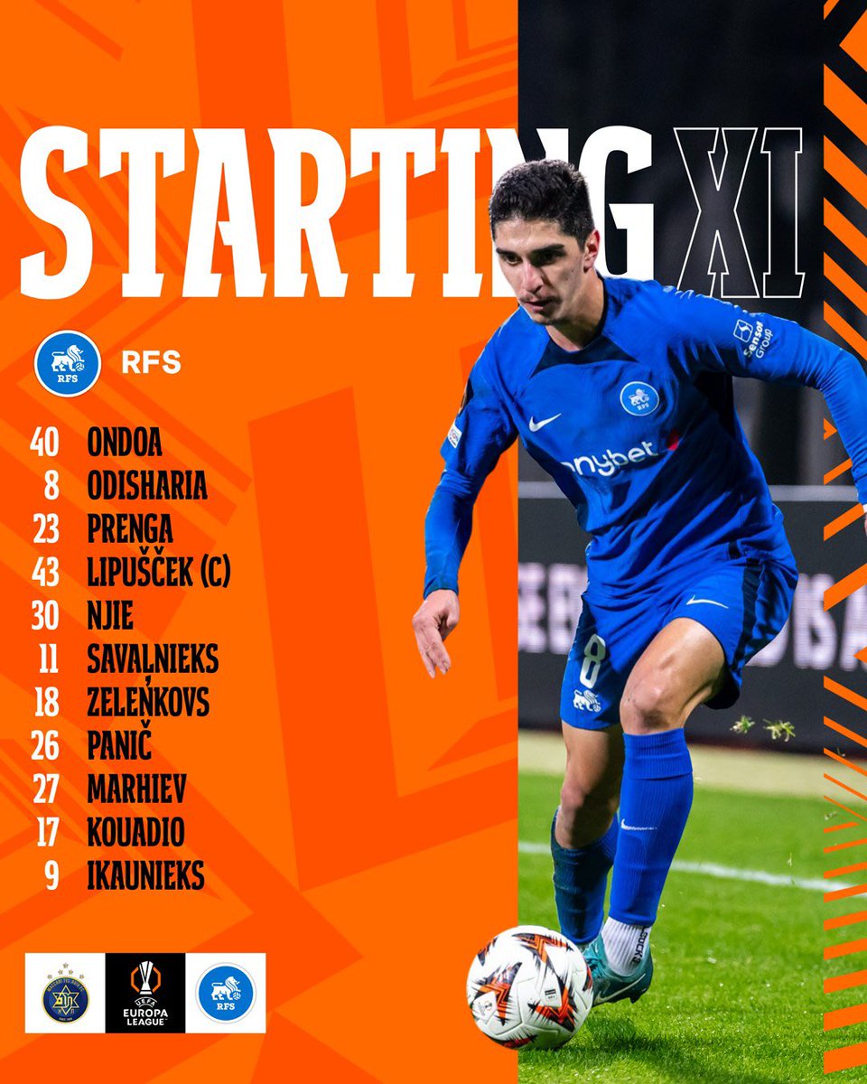 RFSDaily's tweet photo. 💫 Mūsu vienpadsmitnieks šīvakara spēlei pret Maccabi Tel-Aviv.
🪑 Uz soliņa - Šteinbors, Vilkovs, Balodis, Stuglis, Marešs, Silagadze, Ndžikī, Osuagvu un Lemajičs.
📺 Spēles tiešraidi no 21:50 vēro Go3 Extra Sports! https://t.co/92k1kJrgoD