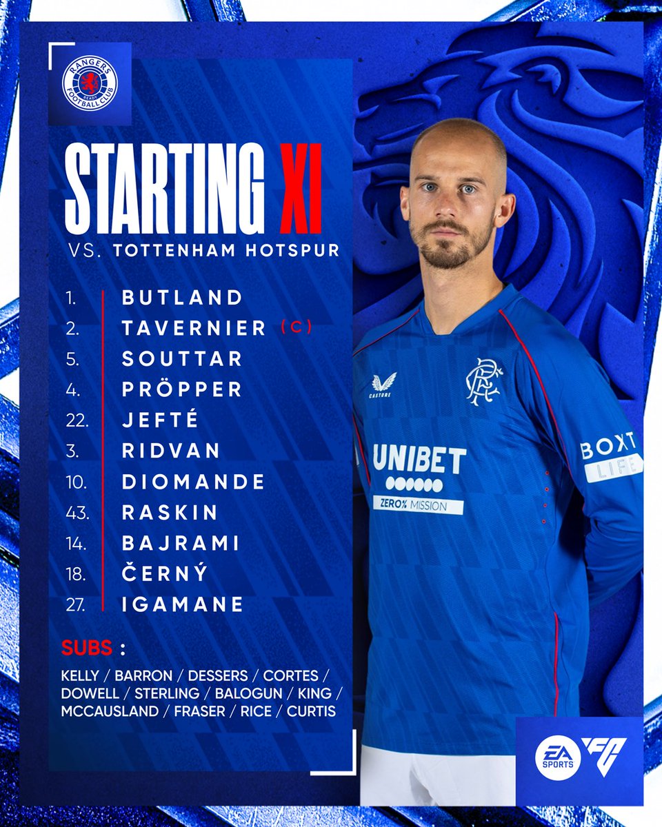 Rangers Football Club (@rangersfc) on Twitter photo π Tonightβs #RangersFC team to face <a href="/SpursOfficial/">Tottenham Hotspur</a>.
ποΈ Full Team News: rng.rs/49DKJxs
#UEL π Tonightβs #RangersFC team to face <a href="/SpursOfficial/">Tottenham Hotspur</a>.
ποΈ Full Team News: rng.rs/49DKJxs
#UEL