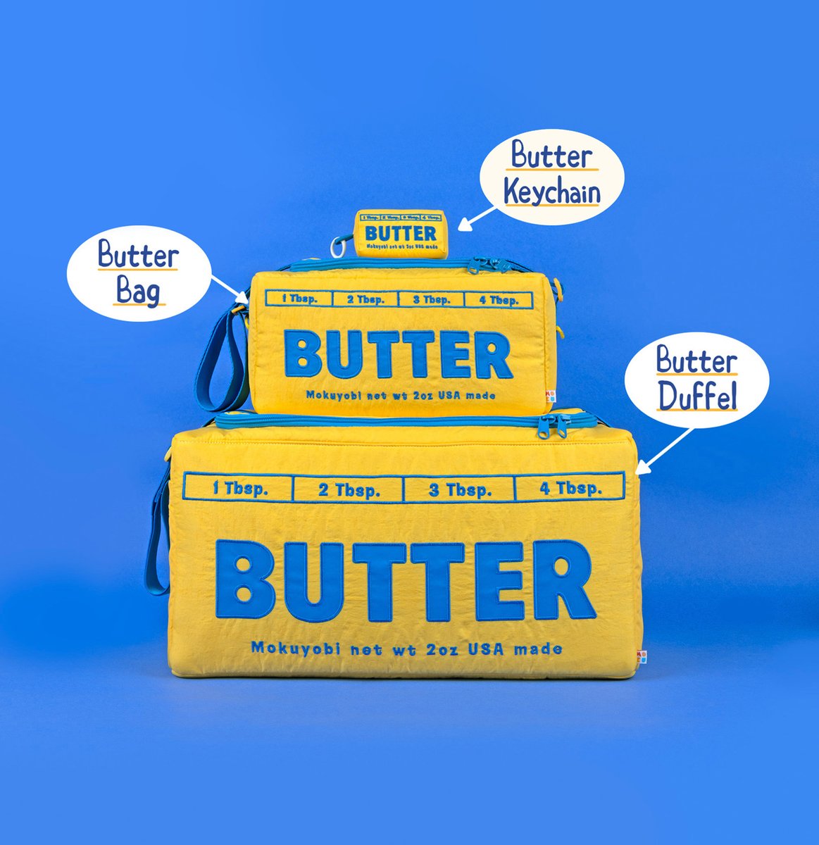 MokuyobiThreads's tweet photo. A recipe for style🧈 Meet the Butter Duffel, your new travel essential that’s equal parts function &amp; fun. Matte nylon exterior with endless pockets, you'll be ready for smooth travels. Complete the set! Read more on the https://t.co/uFpCDsUXdS Shop now at https://t.co/AnzMQ4Yc6N https://t.co/LXGGLWLBRA
