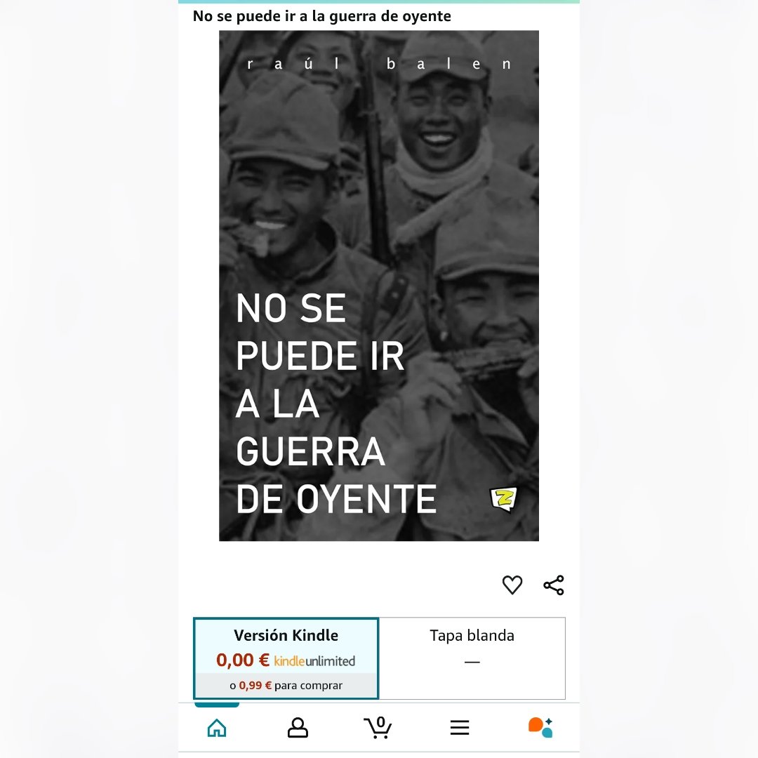 zukatecomics's tweet photo. Ya en Kindle unlimited el relato "NO SE PUEDE IR A LA GUERRA DE OYENTE" de @RaulBalen y próximamente en formato tapa blanda.

Este viaje inicia así: https://t.co/dUKfUQceA8