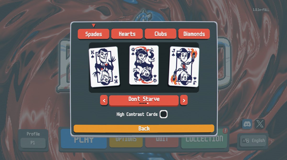 klei's tweet photo. @BalatroGame The new Don't Starve @BalatroGame deck is stacked with trouble. 
Maxwell’s pulling the strings as King, Charlie’s reigning as Queen, Wilson... well, he's still figuring out how to shuffle.🃏
 #DontStarve #Balatro https://t.co/VhhYLIJ4GF