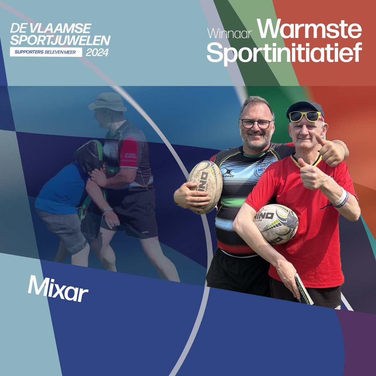 🏅 Een applaus voor de warmste winnaar: Mixed Ability Rugby (Mixar). 👏

Een Mixar-rugbyploeg bestaat uit spelers met en zonder beperking. Het spel wordt aangepast aan de vaardigheden van de deelnemers. In 3 Vlaamse clubs zijn er Mixar-rugbyploegen. ❤️
#vlaamsesportjuwelen
