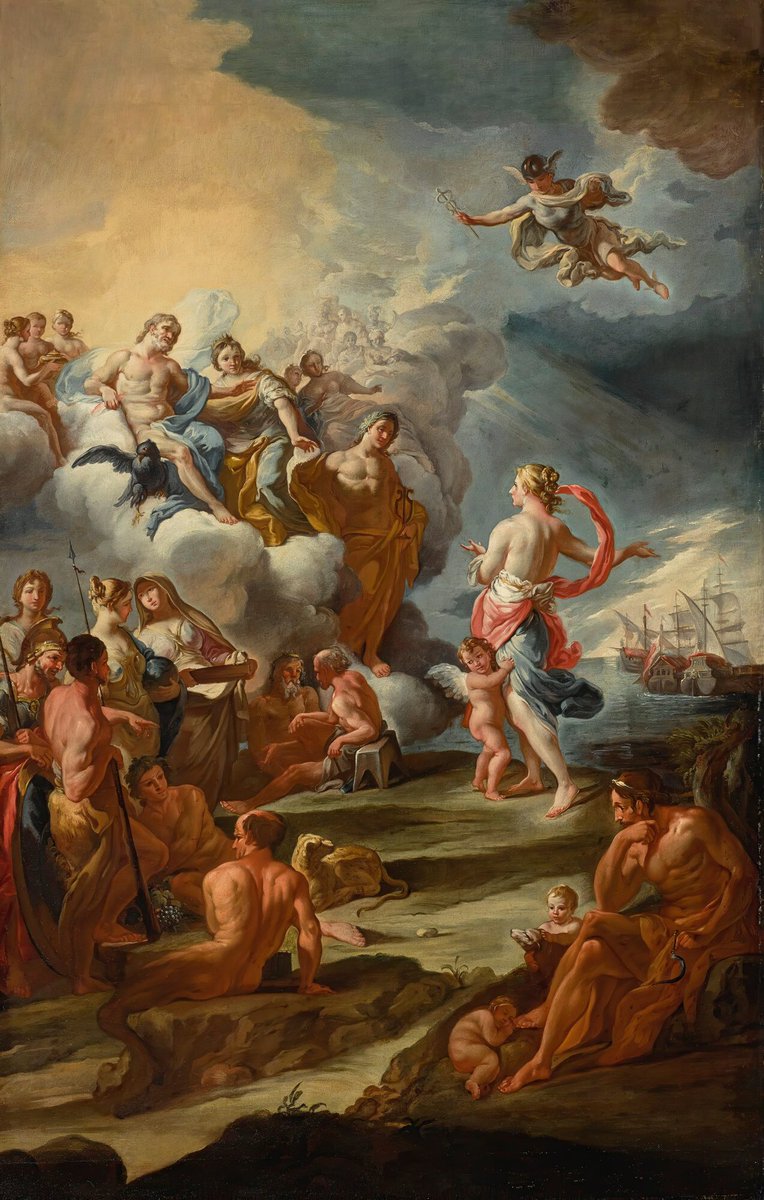 Venus Appealing To Jupiter, Juno, And Apollo On Behalf Of the Trojan Fleet by the Circle Of Corrado Giaquinto (1703-1766)