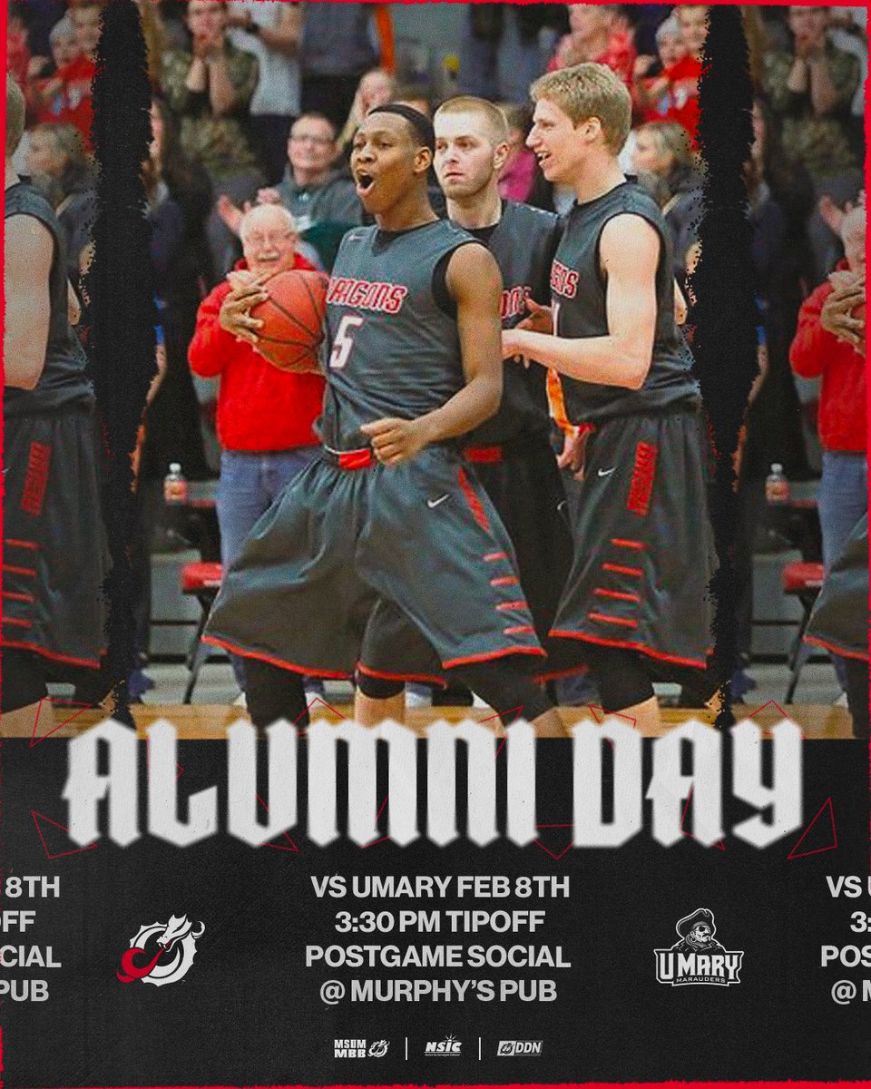 MSUM_MBB's tweet image. ALUMNI DAY!!! 🗓️FEB 8th

social after the game @ Murphy’s Pub

#TOGETHER #RollDrags