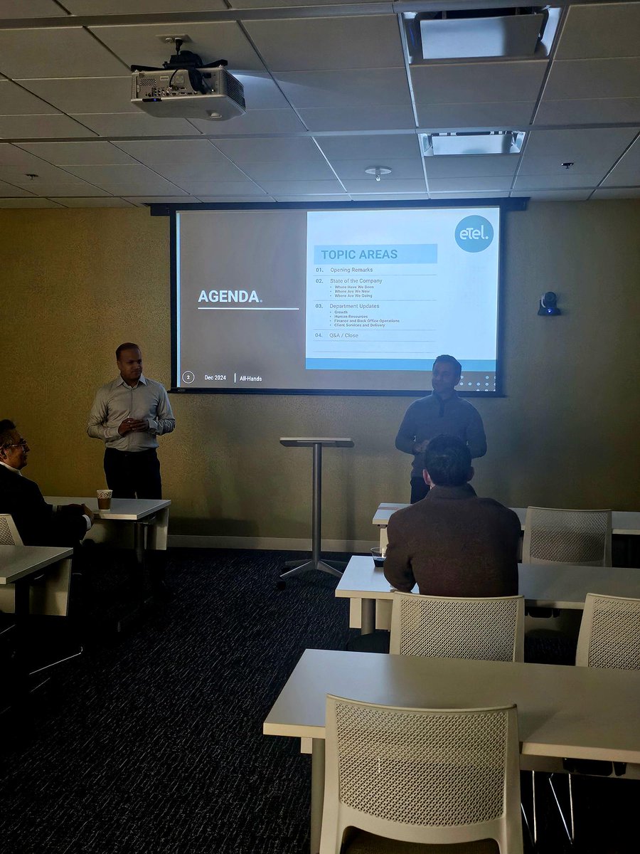eTelligentGroup's tweet photo. Yesterday, we held our Fourth Quarter All-Hands Meeting. During this session, we celebrated significant achievements, including new agency wins, successful recompetes, and several impressive double-digit work anniversaries. Here's to an even greater year ahead! https://t.co/uistu8aff5