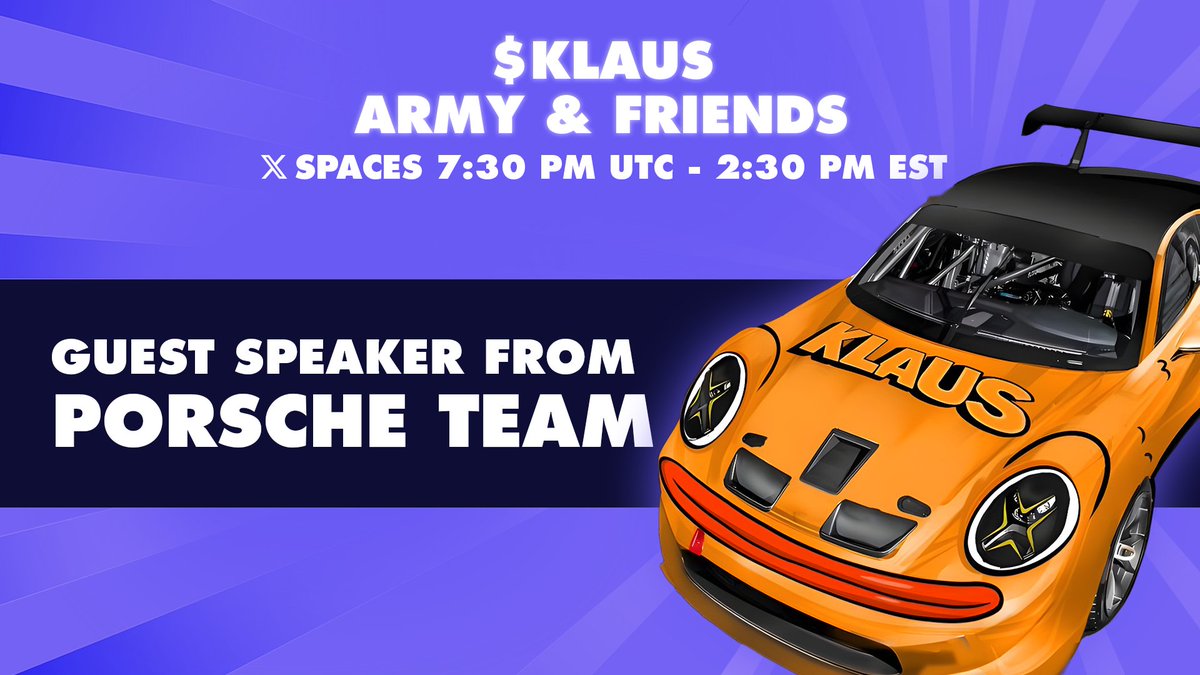 HUGE Spaces with a lead team member from Porsche. Don't miss this one! 

30minutes! Let's Go!

x.com/i/spaces/1nAJE…