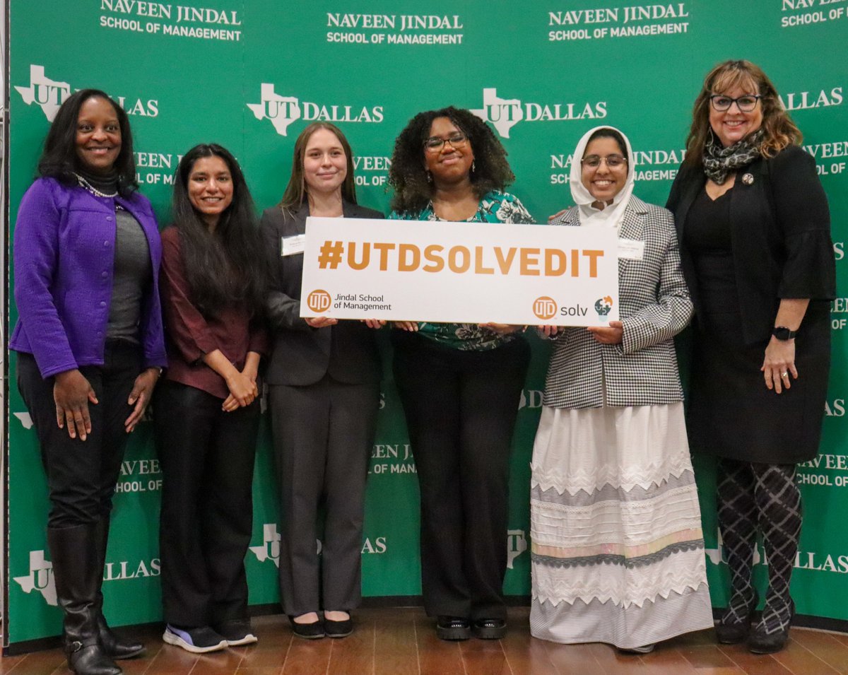 jindal_utdallas's tweet photo. Congratulations to our UTDSolv winners! Throughout the semester, our students collaborated in small teams under the mentorship of faculty and industry advisors to develop impactful strategies and results. #JSOM https://t.co/QQaWvZXHe7