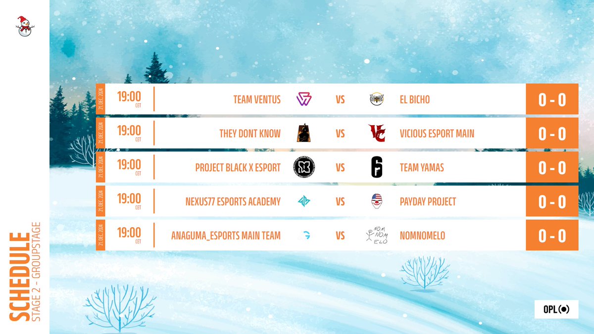 The countdown is on! 🕒 The first matchday is set: the group stage kicks off on December 21, 2024, at 7 PM! 🏆🔥
We wish all teams the best of luck – Good luck! 🍀