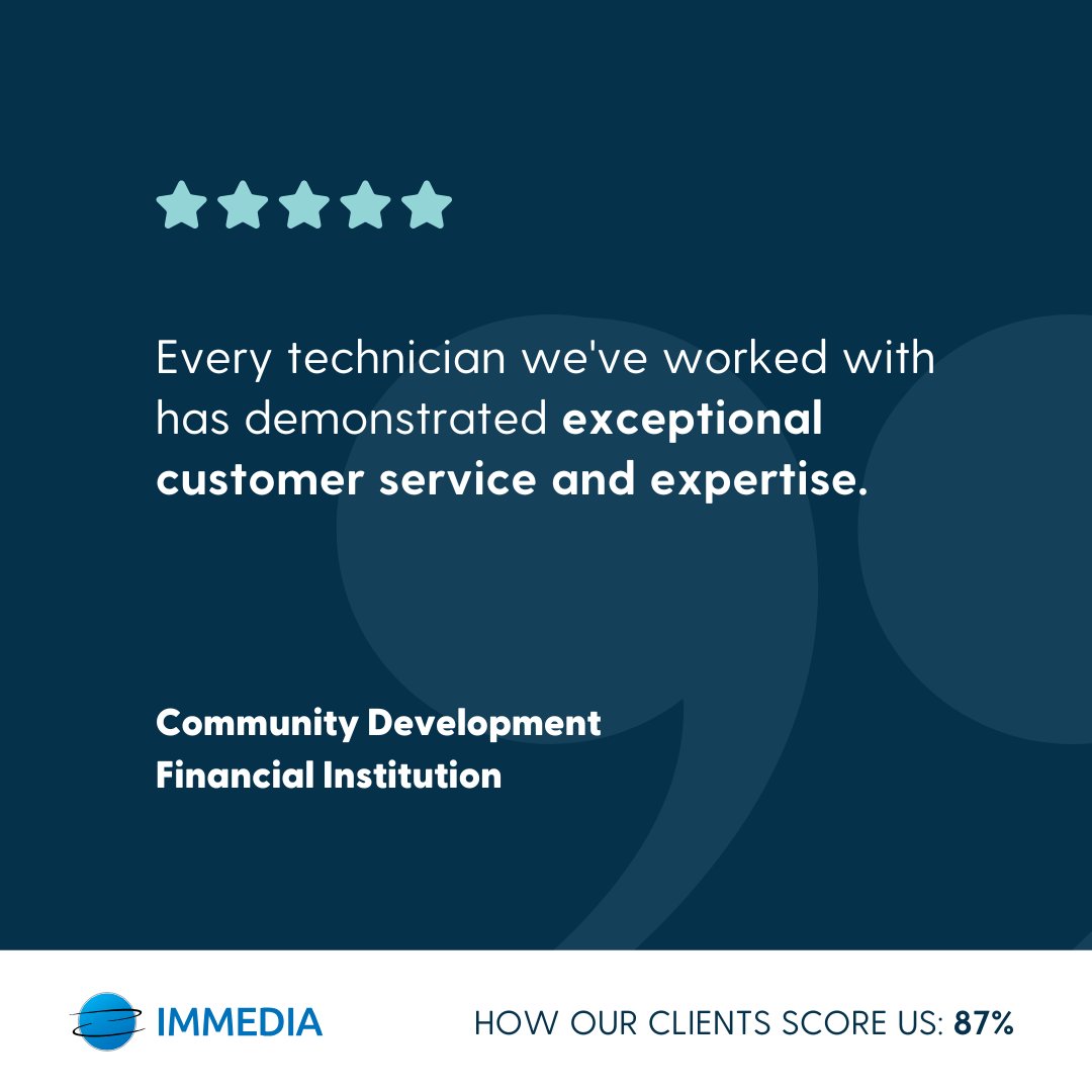 immediatech's tweet photo. In November, we were thrilled to hear from several of our incredible clients, sharing how Immedia has helped transform their workplace technology. Your feedback drives us to keep innovating and delivering exceptional solutions. 🎉

#ClientFeedback #ImmediaCares #AVSolutions https://t.co/YZO91dj09i