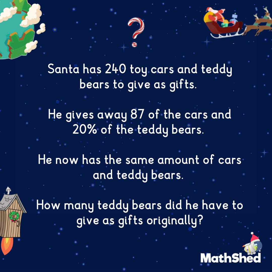 mathshed's tweet image. Do you know the answer? 🤔🎄🎅

#Advent #Christmas #masterymaths #maths #barmodelling #teachers #mathsresources #masterymathsresources #mathsteachers #primaryschool #primaryeducation #whiterose #Christmasmaths #teachersofinstagram